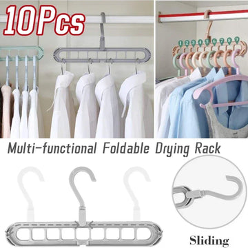 Space Saving Clothes Hanger – Foldable 9-Hole Closet Organizer