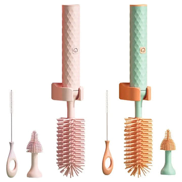 Hygienic Baby Bottle & Cup Cleaning Set – Durable Silicone Brushes