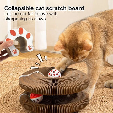 Eco-Friendly Collapsible Cat Scratcher – Foldable Cardboard Play Toy with Ball