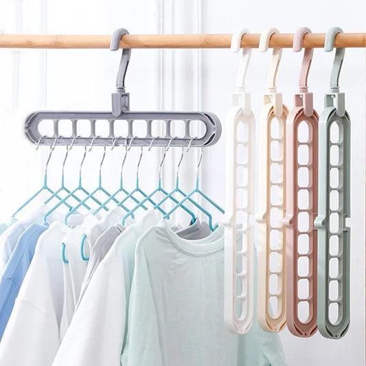 Space Saving Clothes Hanger – Foldable 9-Hole Closet Organizer