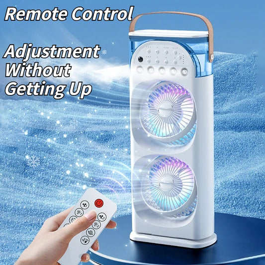 5-in-1 Desk Fan with Mist, Oscillation, Timer & Colorful LED Lights