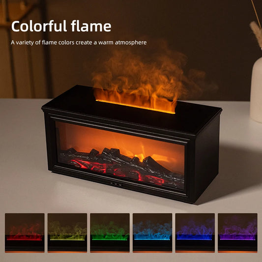 Aromatherapy Oil Diffuser with Flame Effect – Silent Humidifier & LED Colors