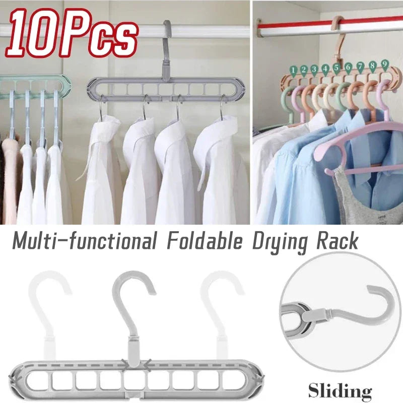 Space Saving Clothes Hanger – Foldable 9-Hole Closet Organizer