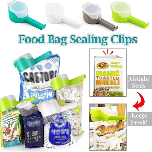 Reusable Food Bag Clips with Cap – Keep Snacks Fresh & Easy to Pour